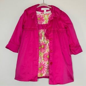 Camilla Hot Pink Girls' Dress With Flower-Lined Coat